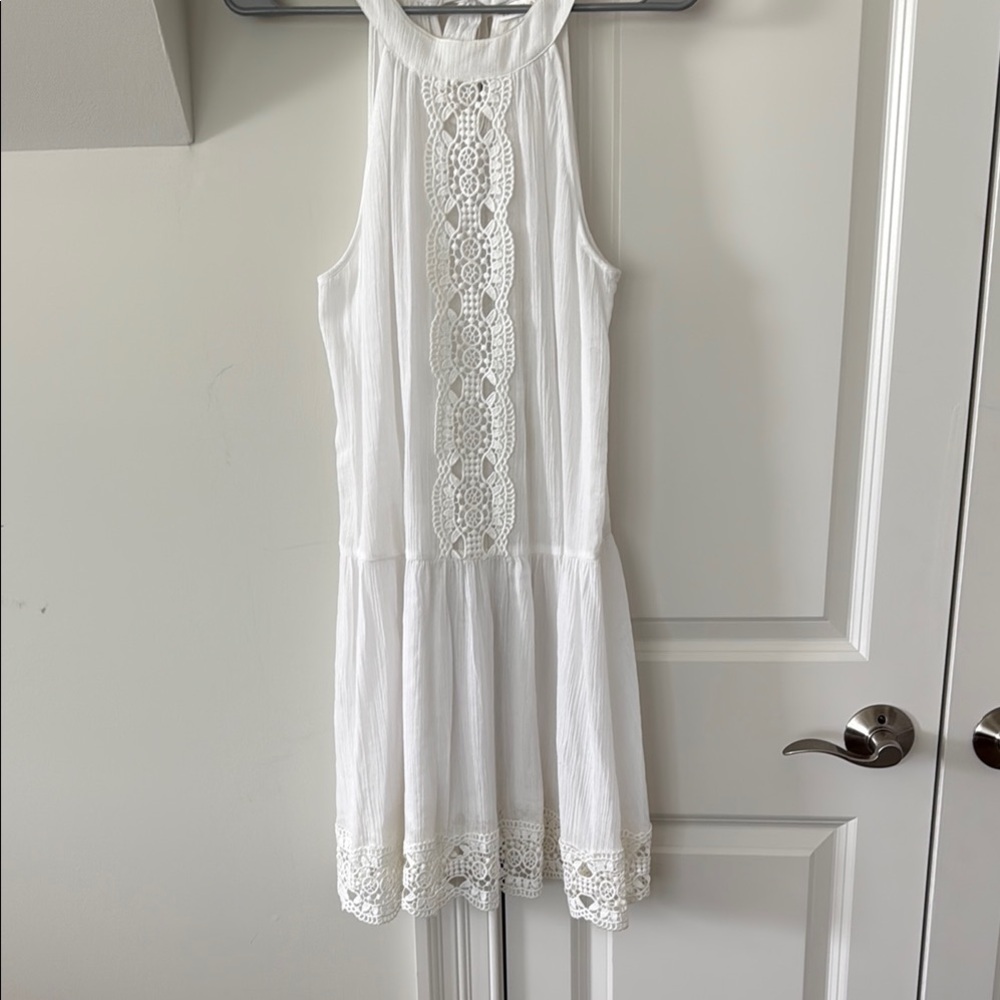 La Blanca White Lace Halter Dress
